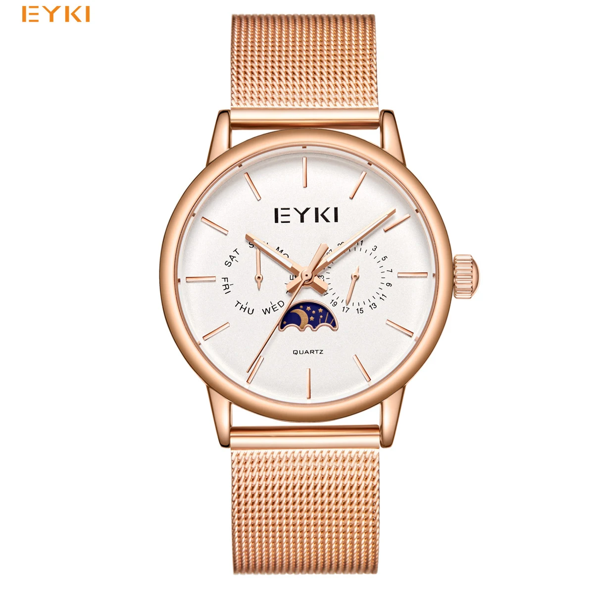 

6767ZL EYKI Brand Creative Big Dial Watch Men Watches Milan Strap Quartz Wristwatch Sun Moon And Stars Dress Watch Relogios