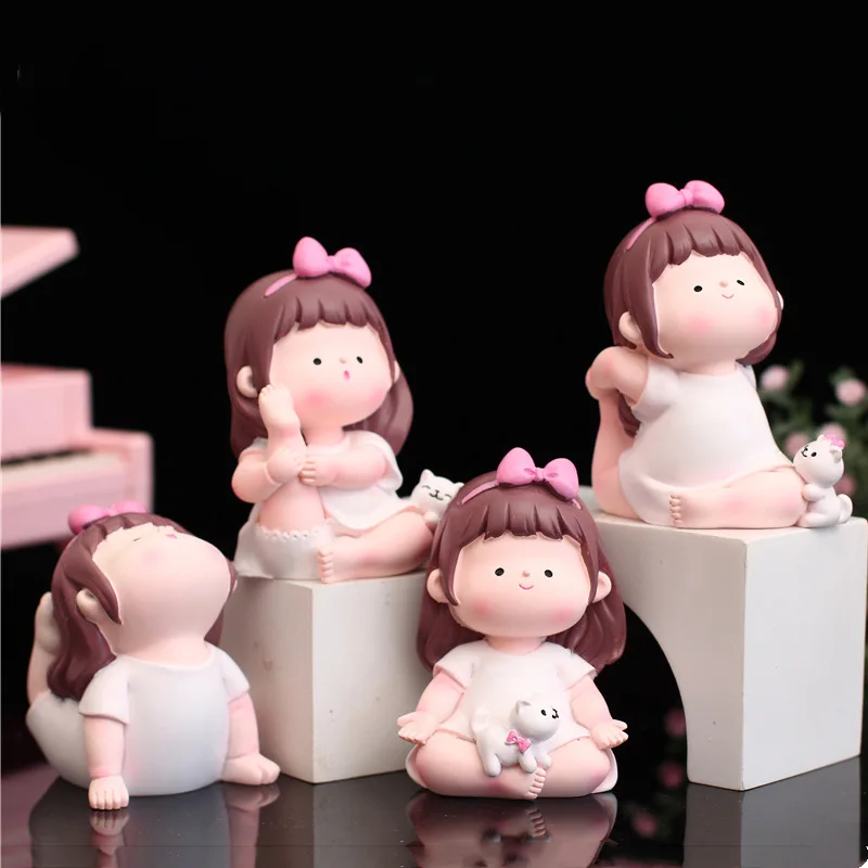 

Cartoon cute yoga little cute girl sports girl car decoration birthday cake baking decoration student creative gift