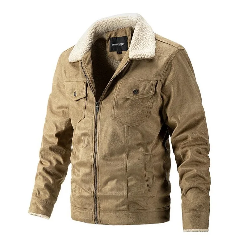 

autumn mens jacket men winter jacket Fur collar Lamb fleece jackets coat