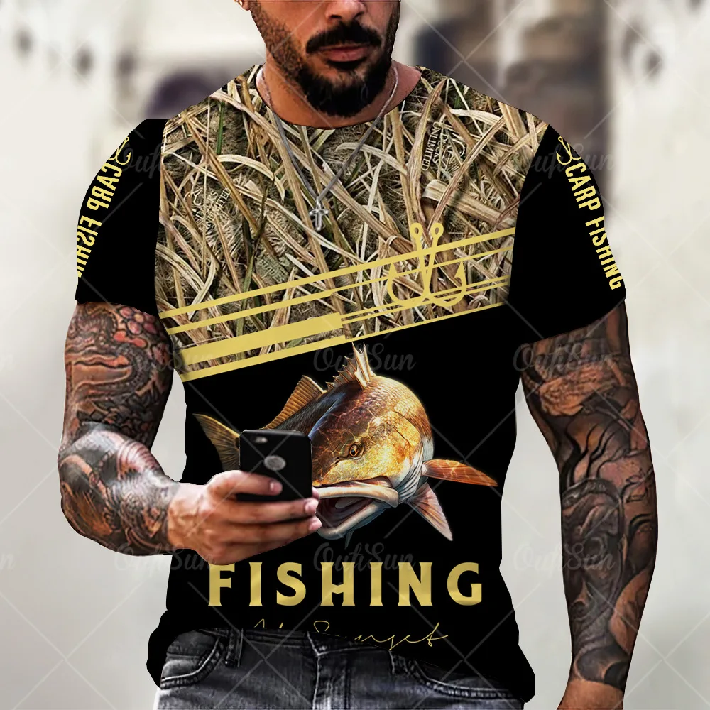 

Summer Men 3D Printed T Shirt Free Shipping Round Neck Short Sleeve Plus Size Top Fishing Style camisetas Drop Shipping