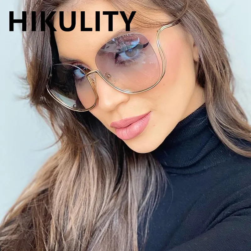 

Vintage Half Frame Oversized Square Sunglasses For Women New Fashion Brand Alloy Bent Leg Sun Glasses Female Mirror Big Shades