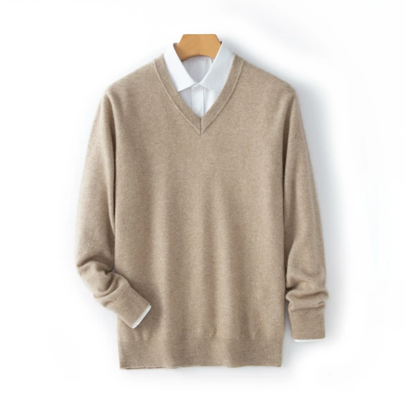 Новинка Осень-зима мужской 100% кашемировый свитер с V-образным вырезом пуловер