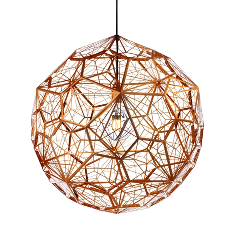

Italy Modern Gold Copper Silver Etch Web Pendant Lights Art Diamond Ball Stainless Steel Dining Room Bedroom Hanging Lamps