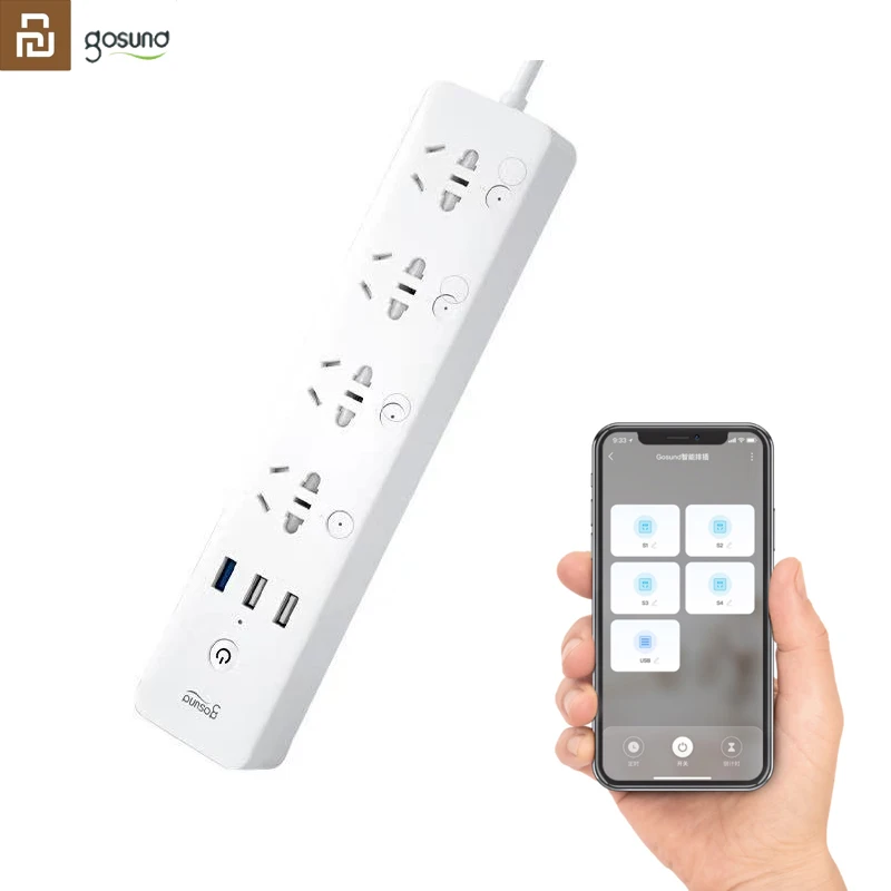 

Умный удлинитель Xiaomi Youpin Gosund CP5, Wi-Fi розетка с голосовым управлением, USB, 18 Вт, быстрая зарядка, розетка расширения, работает с приложением Mijia