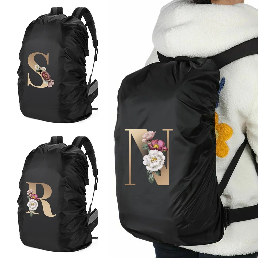 

Portable Rainy Day School Bags Waterproof Travel Backpack Letter Print for 20-70L School Packs Camping Climbing Tourism,sports