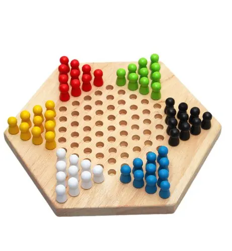 

Traditional Hexagon Wooden Chinese Checkers Family Game Set