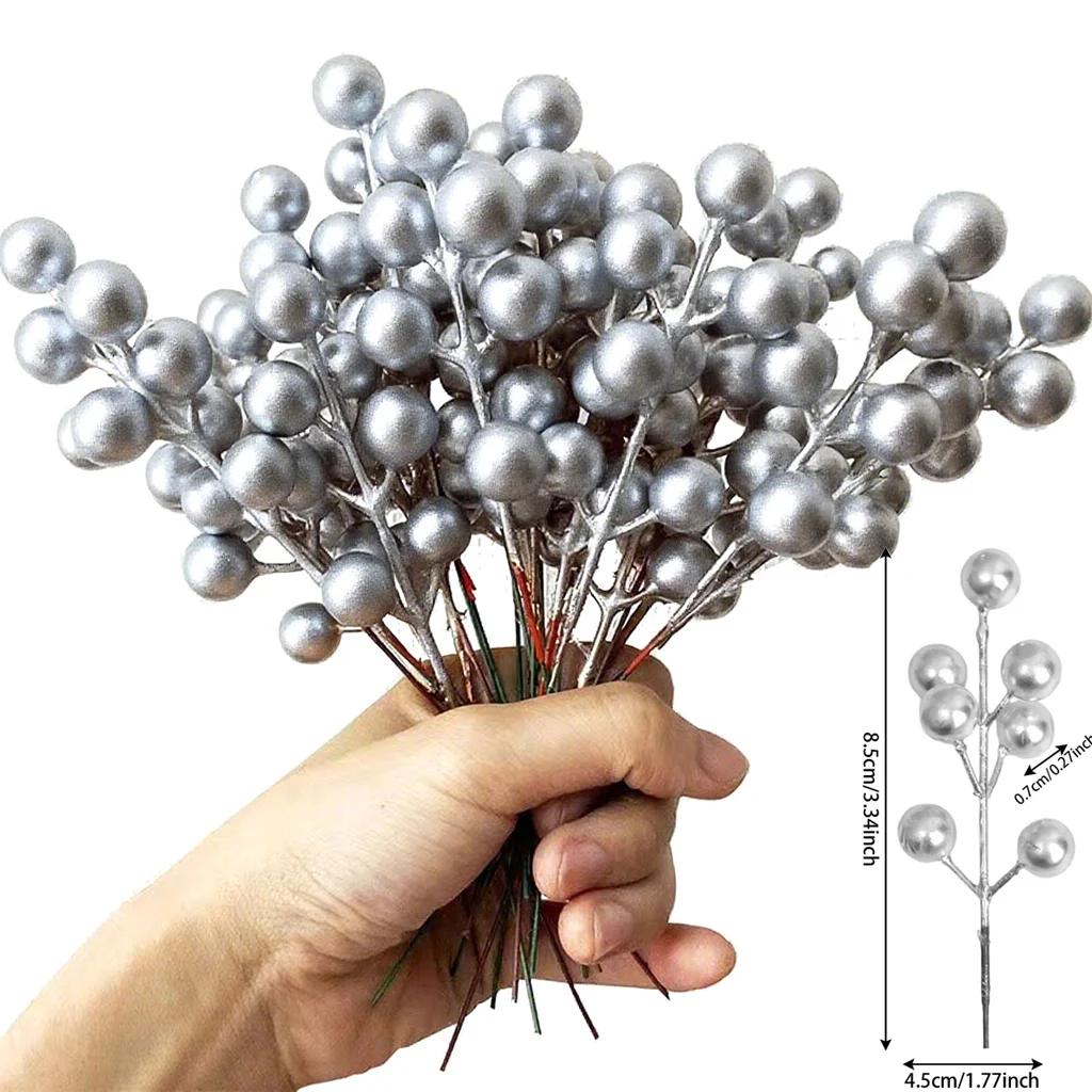 

Искусственные ягоды Холли, красный, золотой, серебряный, 200 шт.