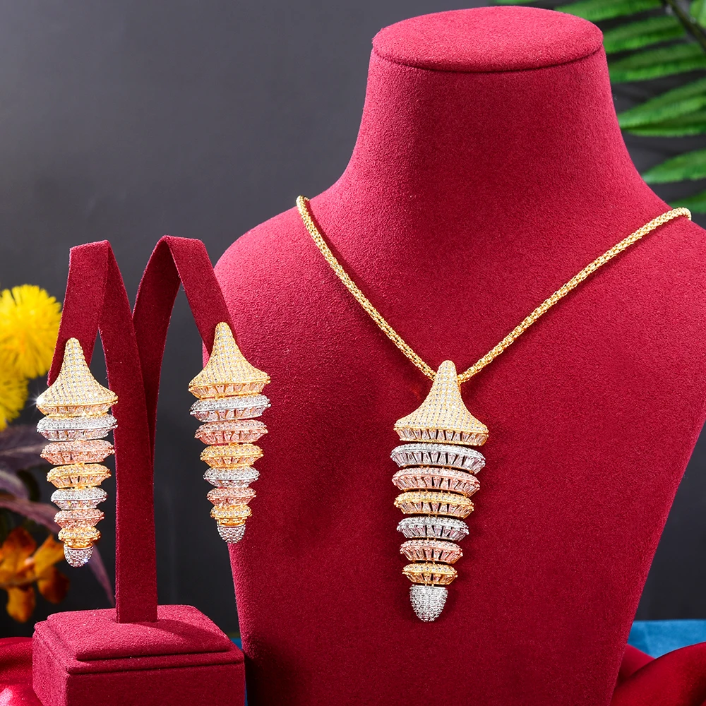 

Kellybola High Quality Noble Luxury Flexible Big shell Pendant Earrings Necklace Jewelry Set Super Bridal Wedding Accessories