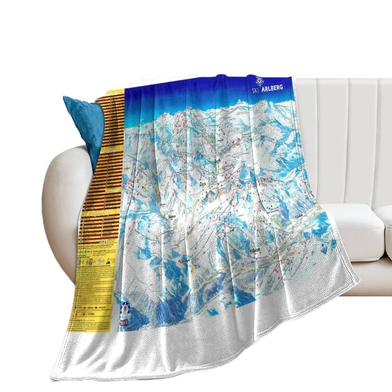 Искусственное одеяло для лыж Arlberg (с названиями лыж) карта лыжных зон (старая)