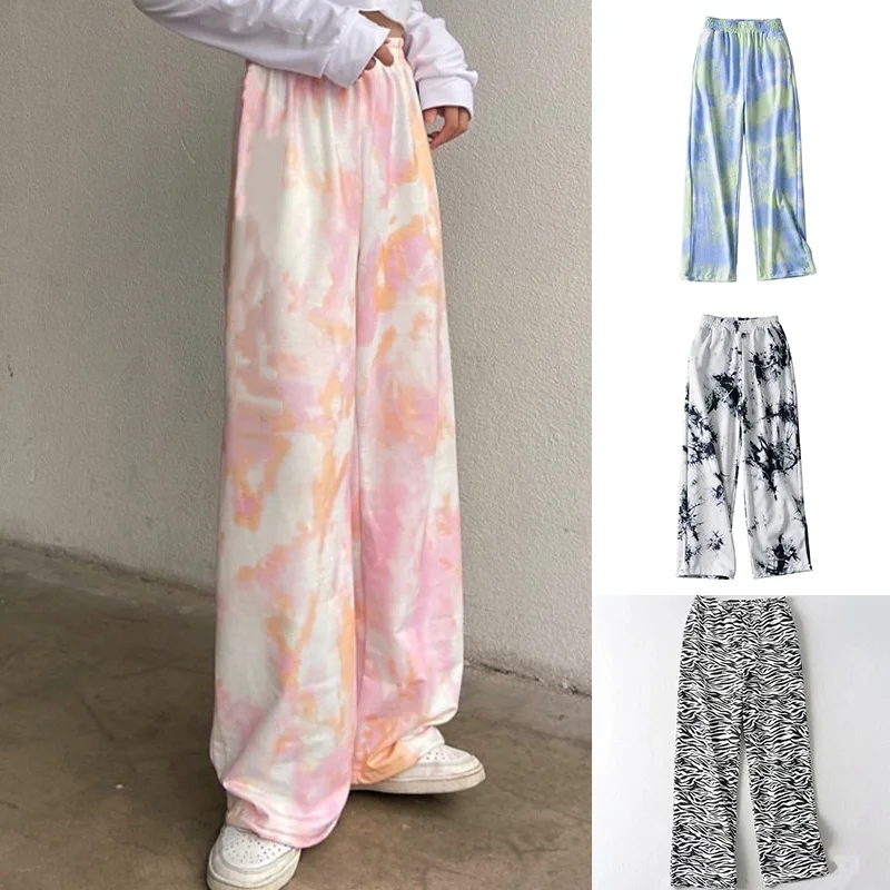 

Thin Loose And Thin Tie-dye Wide-leg Pants Women's High-waist Drape Straight-leg Mopping Pants Spring And Autumn Casual Pants