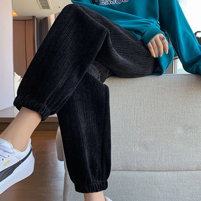 

Warm Winter Plush Thick Cashmere Corduroy Pants Female Casual Korean Sweatpants Women Loose Harem Long Trousers Joggers 23331