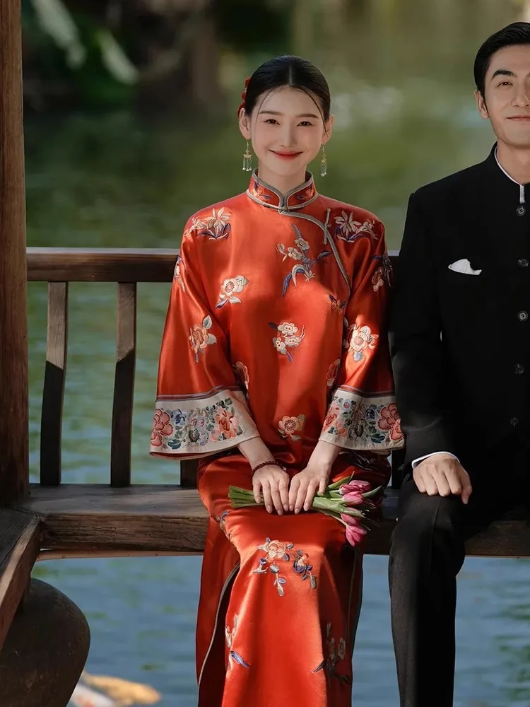 Bride Wedding Day Casual Clothes Dress for Toast Women New Chinese Sle National Morning Gowns Red Improved Cheo...