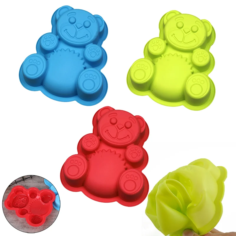 

Silicone Lovely Bear Mold Fondant Cake Chlate Baking Mould Tool Kitchen Baking Mu Si Cookie Chocolate Candy Jelly Muffin