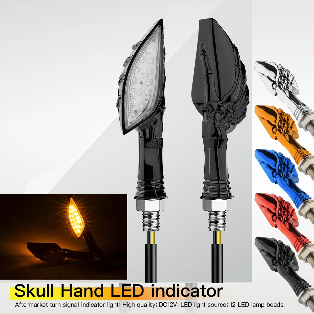 

Motorcycle Modification LED Turn Signal Light Framework Skeleton Hand Motorcycle Direction Light Flashing Light Indicator Lamp