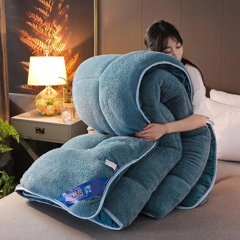 

2022Winter Lamb Velvet Quilt Thickened Warm Dormitory Quilt Single Double Autumn Space Quilt Home Textile Bedding Queen Blanket