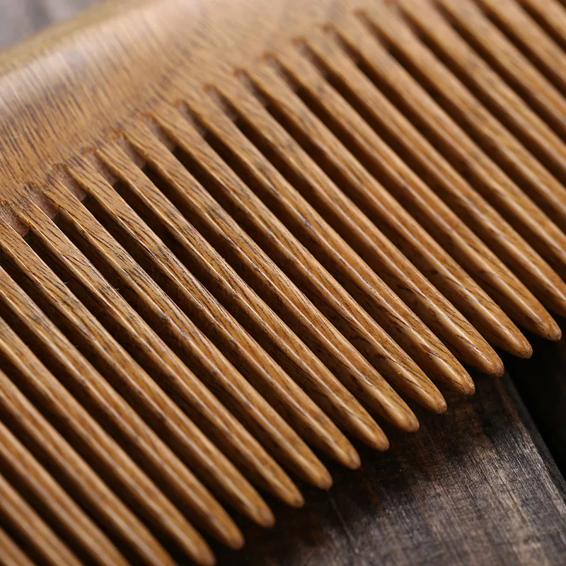 Деревянная расческа из натурального зеленого сандалового дерева для вьющихся и