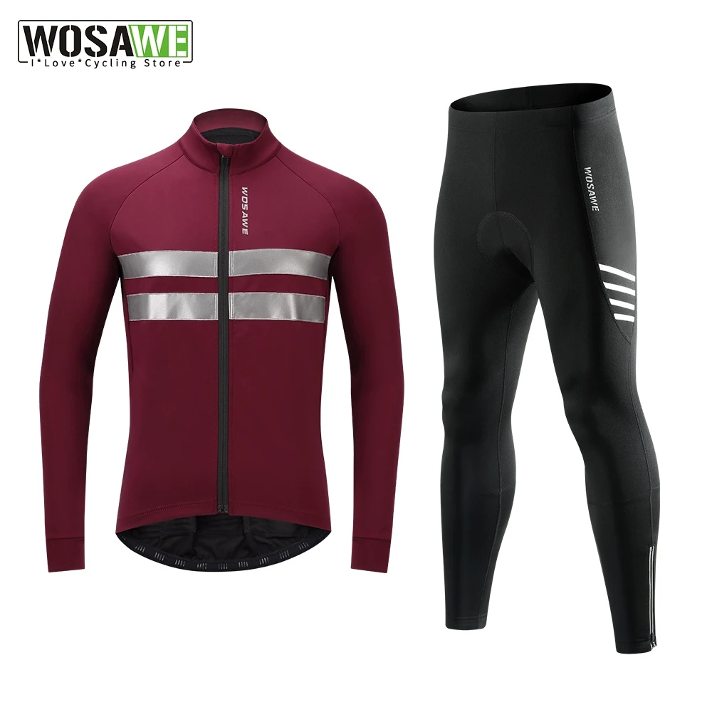 

WOSAWE Men's Winter Cycling Clothing Set Thermal Long Sleeve Cycling Clothes Warm Anti-UV Road Racing Team Downhill Uniform Suit