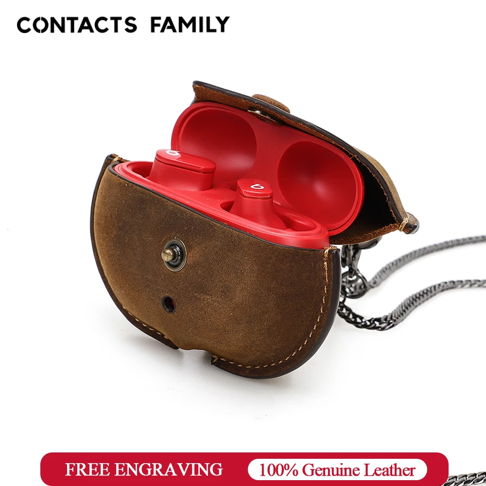 

CONTACT'S FAMILY Leather Case For Beats Studio Buds Protector Cover Headphone Accessories Dustproof Beats Studio With Necklace