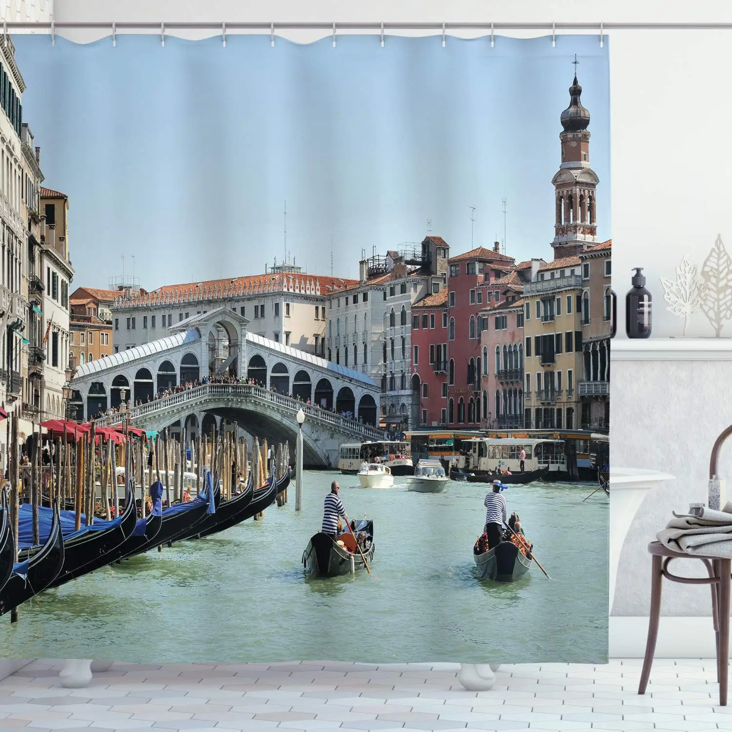 

Европейская душевая занавеска, большой канал в Венеции, Horizon, европейский город, международное наследие, городской стиль, набор для ванной комнаты, домашний декор