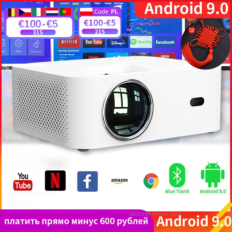 Cena Wanbo X1 Pro/Max Projektor Android 9.0 Telefon Wifi Mini Full Hd 1080P I 720P 4K Globalny Przenośny Projektor 1280*720P Dla Home Office