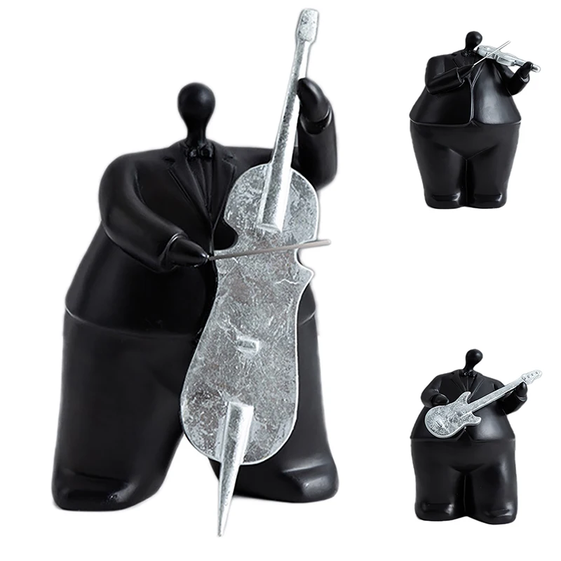 

Скандинавские абстрактные персонажи, черные креативные предметы интерьера для дома, гостиной, офиса, украшение, статуэтка музыканта, скуль...