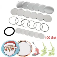 100 Sets Key Ring Mirror Blank Badge Button Pins Pocket Mirrors 58mm 75mm Round Button DIY Crafts Parts For Button Maker Machine