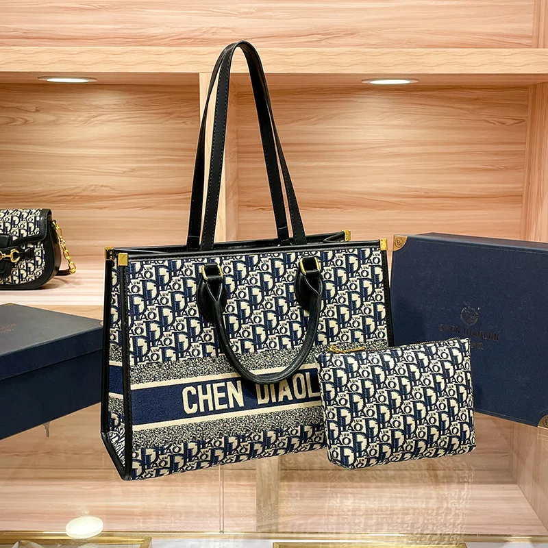 

2023 New embroidery Tote bag canvas single shoulder portable commuter bag lightweight durable large capacity women's bag A934
