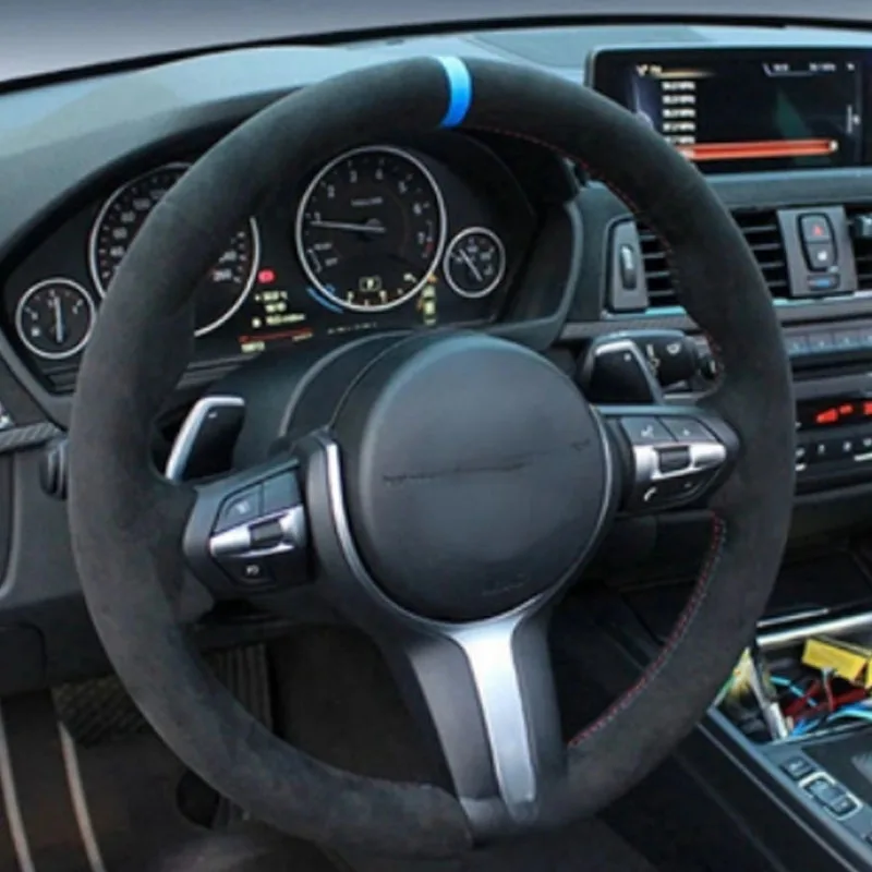 Чехол на руль из настоящей алькантары для BMW M Sport F30 F31 F34 F10 F11 F07 F45 F46 F22 F23 M235i M240i