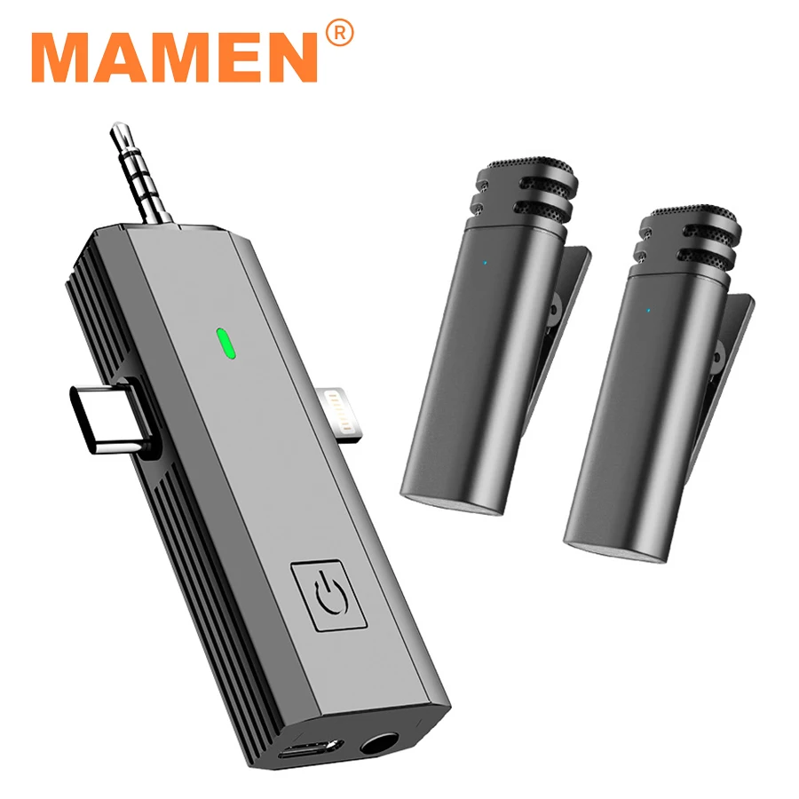 

MAMEN 3-in-1 Plug Wireless Lavalier Microphone with Real-time Monitoring for iPhone Android Phone Camera Video Record Microphone