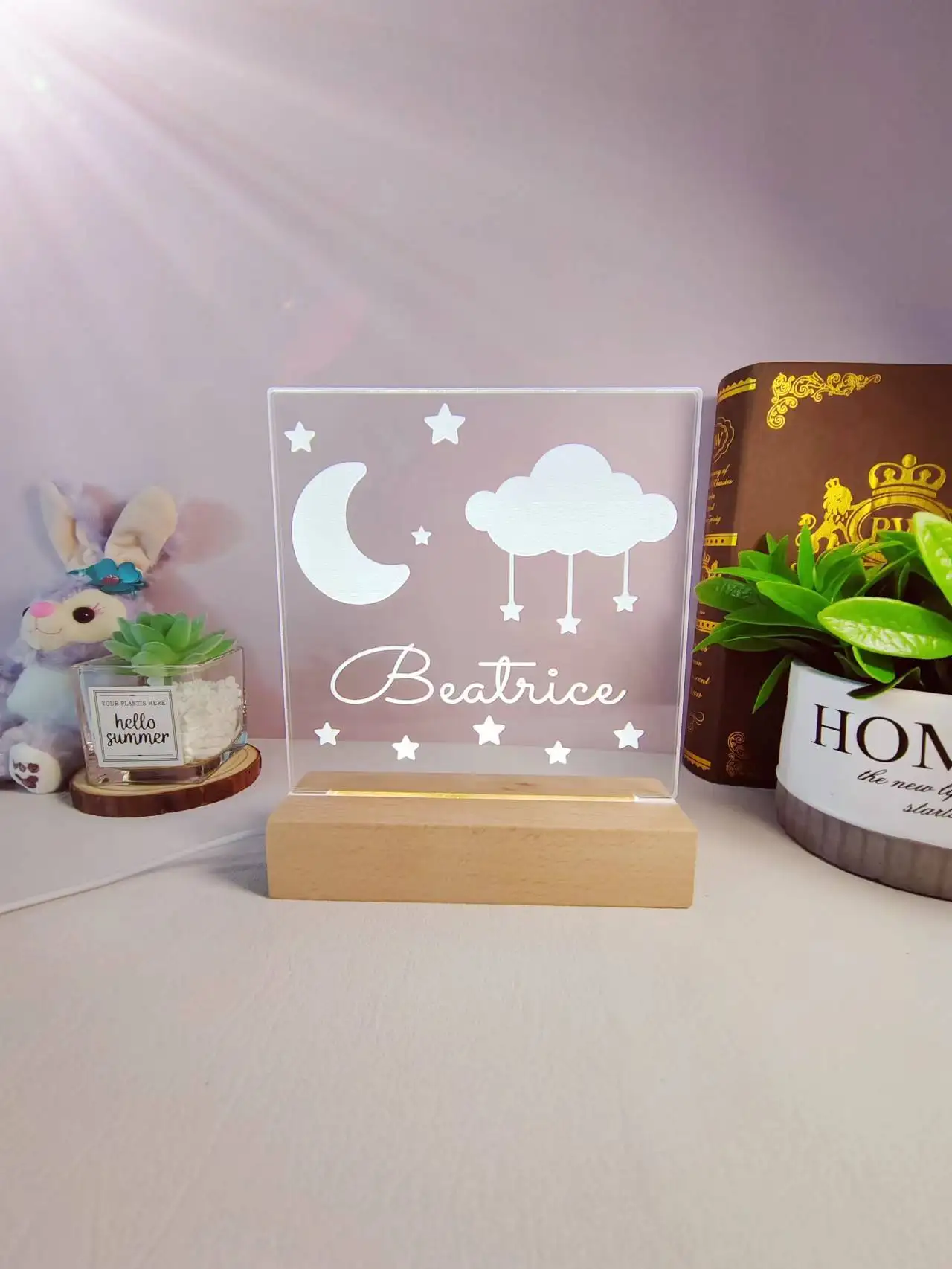 Цена Настраиваемая Ночная лампа, Персонализированный Деревянный светильник с питанием от USB-украшение для дома светодиодный Светодиодная лампа...