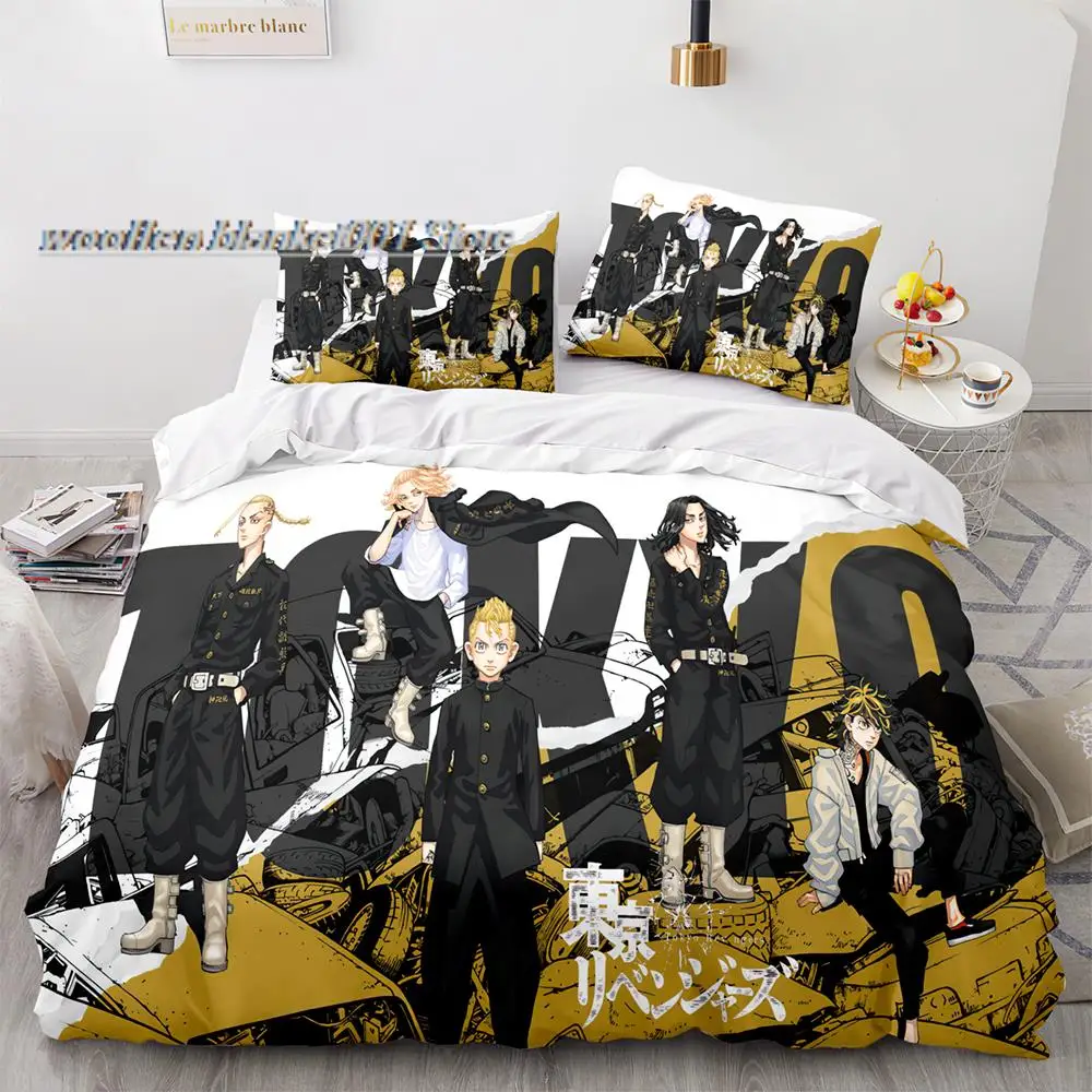 

Tokyo Revengers Bedding Set Single Twin Full Queen King Size Tokyo Avengers Bed Set Aldult Kid Bedroom Duvetcover Sets 3D 031