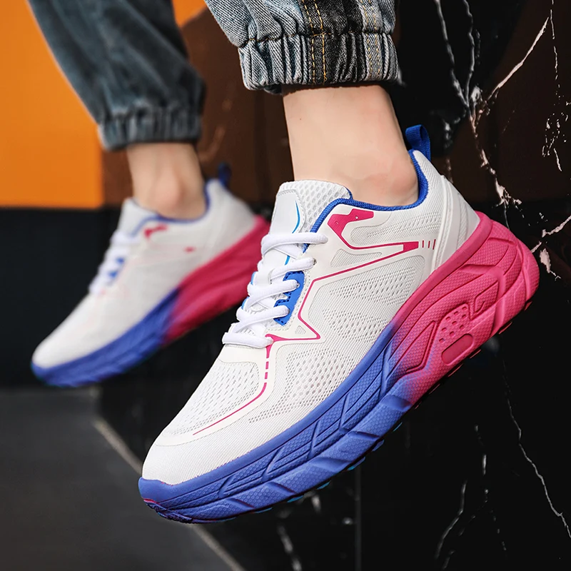 Mens Womens Fashion Platform Sneakers Lace-Up Chunky Sole Sport Shoes Casual Thick Sole Unisex Shoes