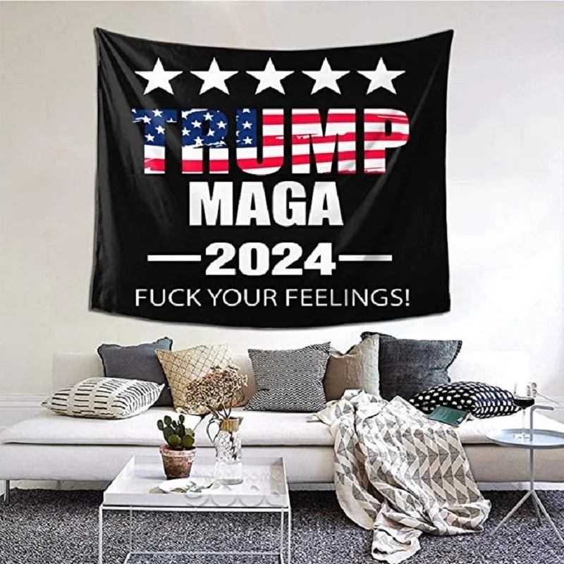 

Trump 2024 Campaign Tapestry Wall Hanging Large American Flag Parade Banners Wall Cloth Tapestries for Wall Decoration Decor