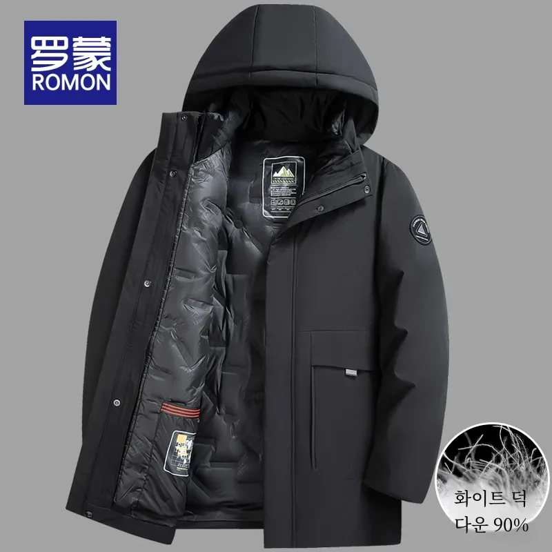 Мужской пуховик Romon со съемным капюшоном мужская утолщенная зимняя теплая и