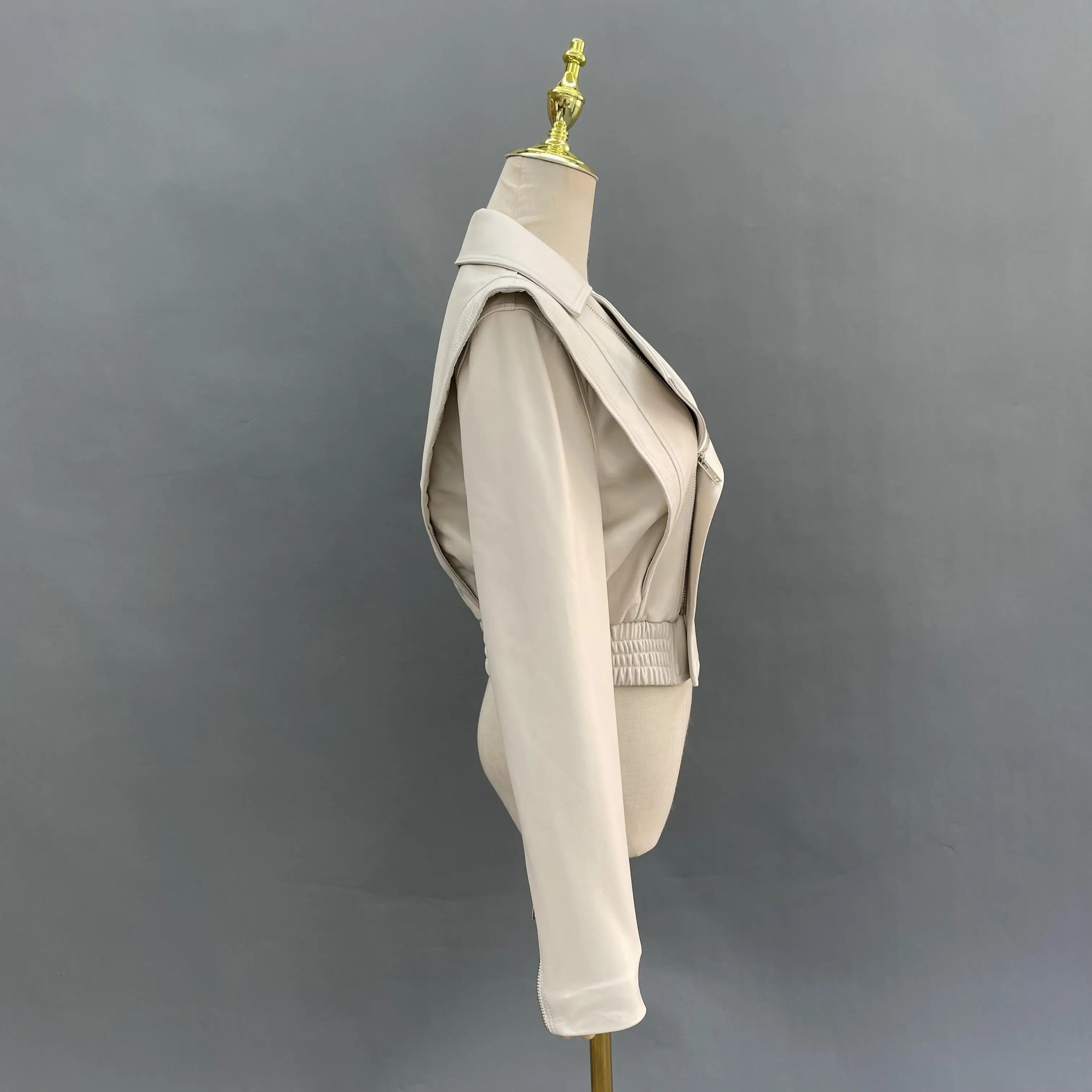 JANEFUR Leather Jackets Women 2023 Fashion Short Black White Real Sheepskin Coat Streetwear Moto Biker Fall Winter Outerwear