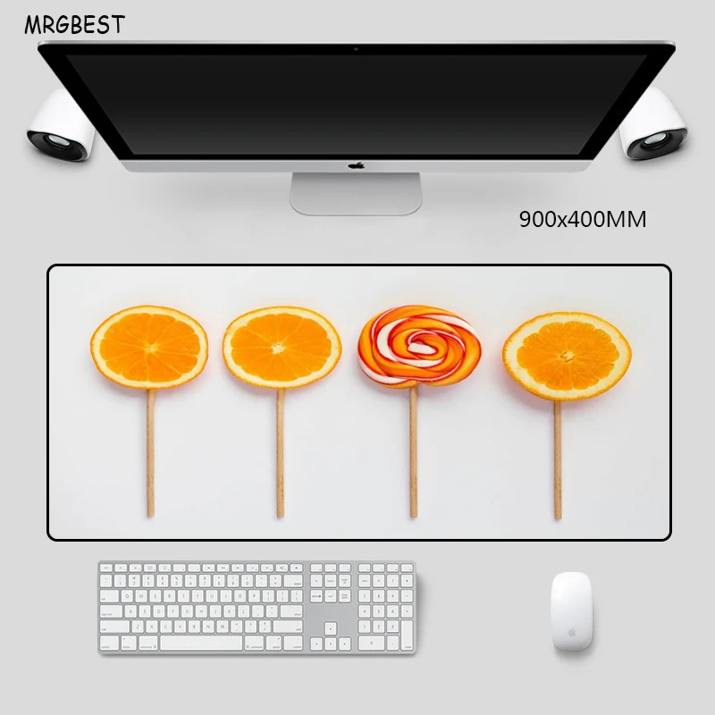 

MRGBEST Mousepad Gaming 900x400mm Locking Edge Creative Orange Fruit Dessert Picture Thermal Transfer Mats Nature Rubber Pads