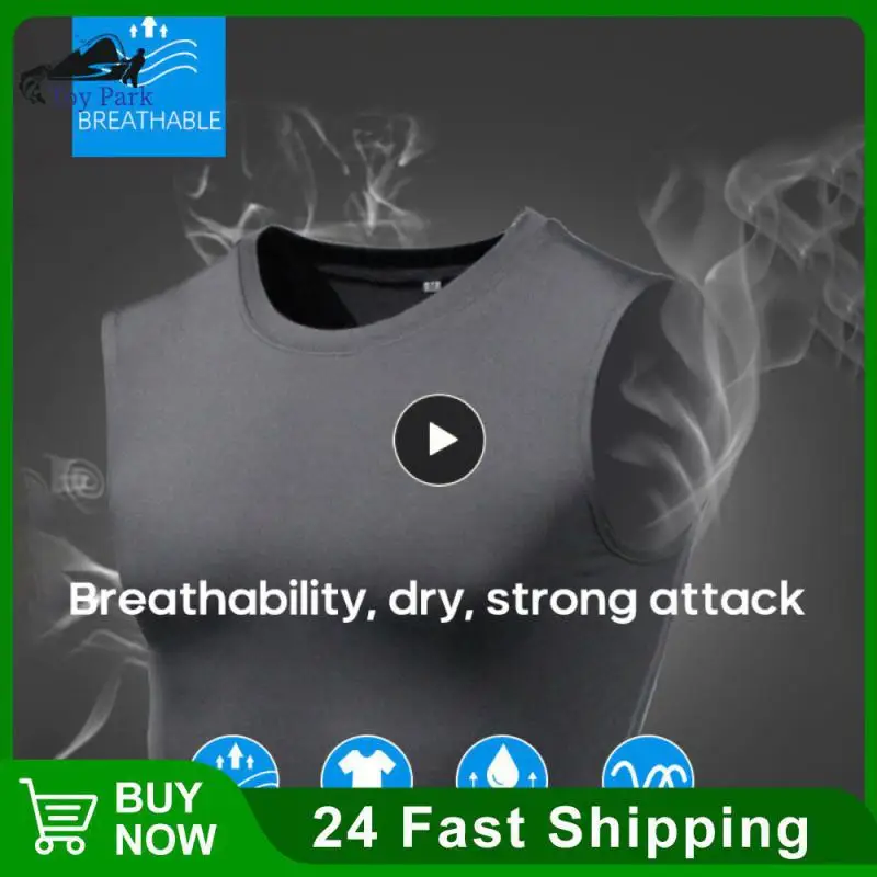 

Майка мужская компрессионная быстросохнущая, высокоэластичная рубашка для бега и бодибилдинга, черный цвет, без рукавов, 1 шт.