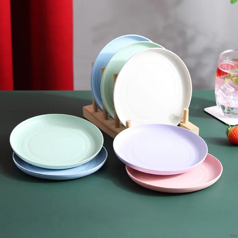 

Wheat Straw Plates Tableware Dishes Degradable Dinner Plate Bpa Free Salad Cake Dessert Pan Dishes Table Plates Cutlery Set