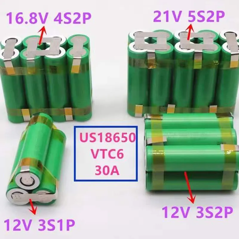 

12V 18650 VTC6 battery 3000mAh 30amps for 12.6v screwdriver battery weld soldering strip 3S1P 12.6v battery pack (customize)