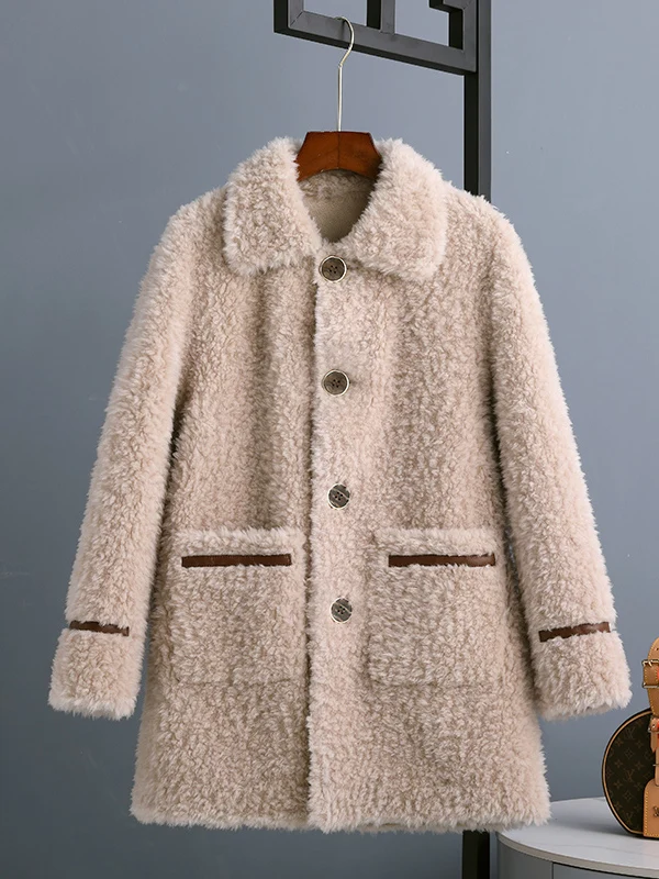 

Coats Winter Women's Casual Fur Sheep Shearing Coat Female Clothing Warm Wool Fur Jacket Korean Fashion Coat Fur Jackets New SGG