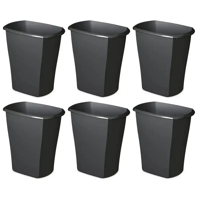 

Gal. Rectangular Wastebasket Plastic, Black, Set of 6