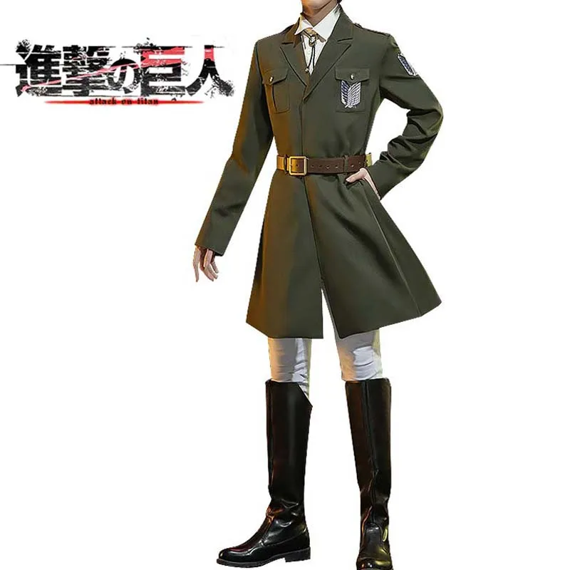 

Halloween Attack On Titan Eren Levi Uniform Cosplay Costume Shingek No Kyojin Scouting Trench Jacket Outfit Legion Soldier Coat