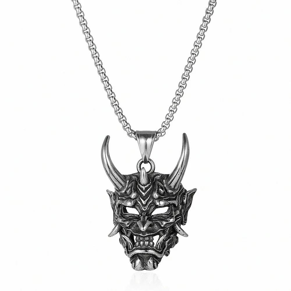 

Wholesale Fashion Gothic Ghost Mask Pendant Necklace Men Classic Retro Punk Hip Hop Rock Necklace Jewelry Horror Halloween Gift