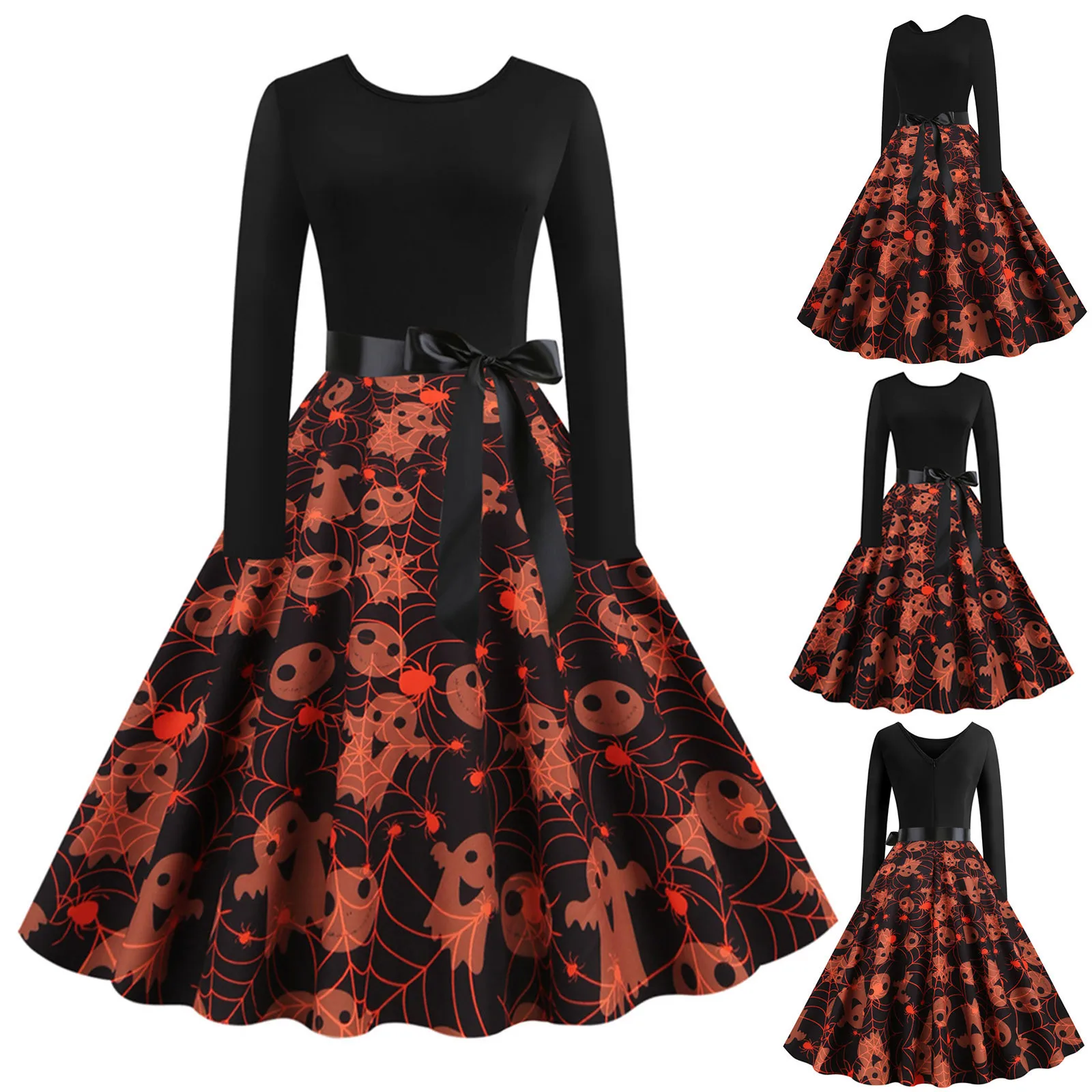 

Women Vintage Long Sleeve O Neck Women's Summer Dresses Dresses for Women Dressy Casual Aline Short Dress Women