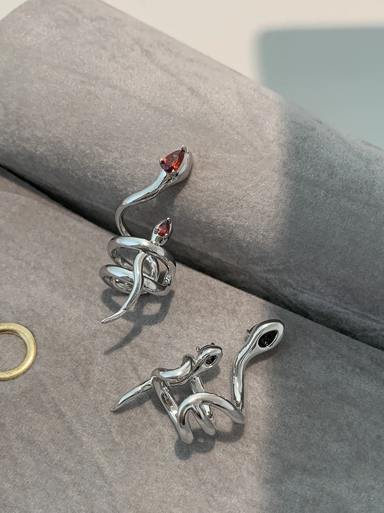 Серебряный зажим для ушей в форме змеиного холодного ветра женские серьги без