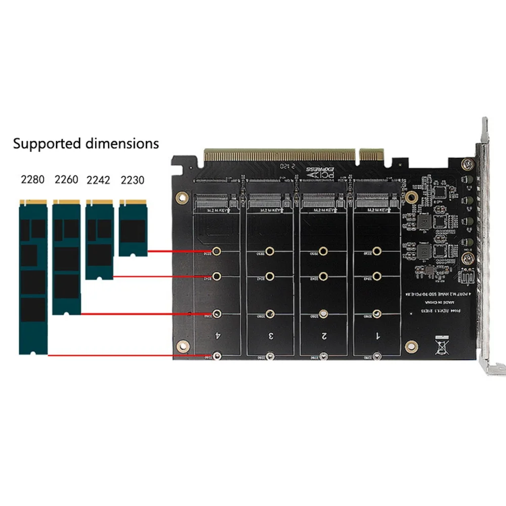 4-дисковая Плата расширения NVME RAID PCI-E X16 Dapter с поддержкой M. 2 протокол SSD M.2