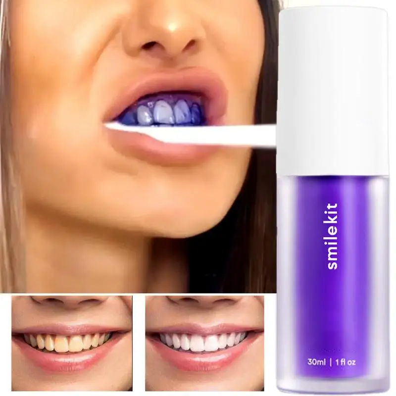 

Corrector Toothpaste V34 Toothpaste Purple Color For Teeth White 30ml Brightening Tooth Care Toothpaste To Correct Yellow Teeth