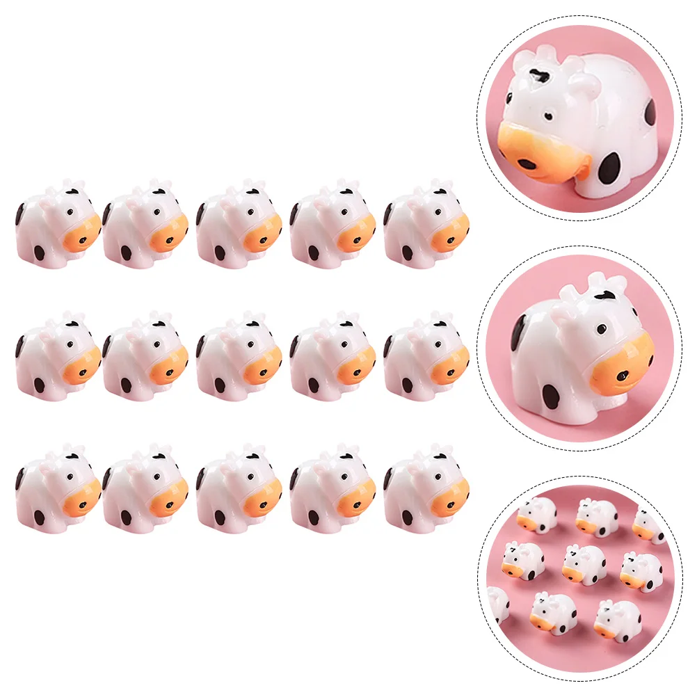 

15pcs Adorable Resin Dairy Cow Adornment Micro Landscape Props Accessories