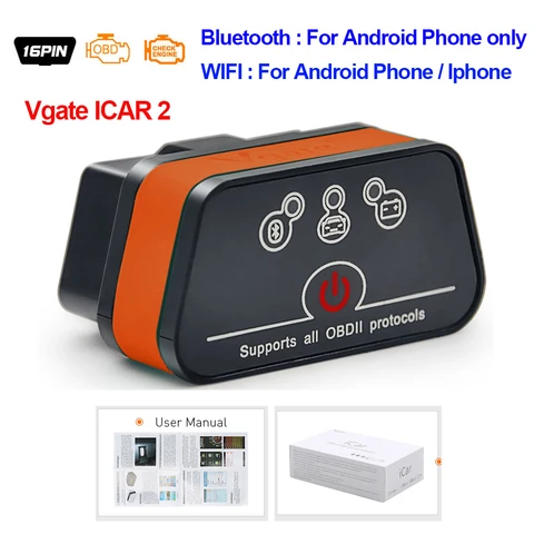 Vgate iCar2 ELM327 Bluetooth-сканер obd2 elm 327 V2.1 obd 2 wifi icar 2 автоматический диагностический сканер для Android / компьютера / IOS читатель кода