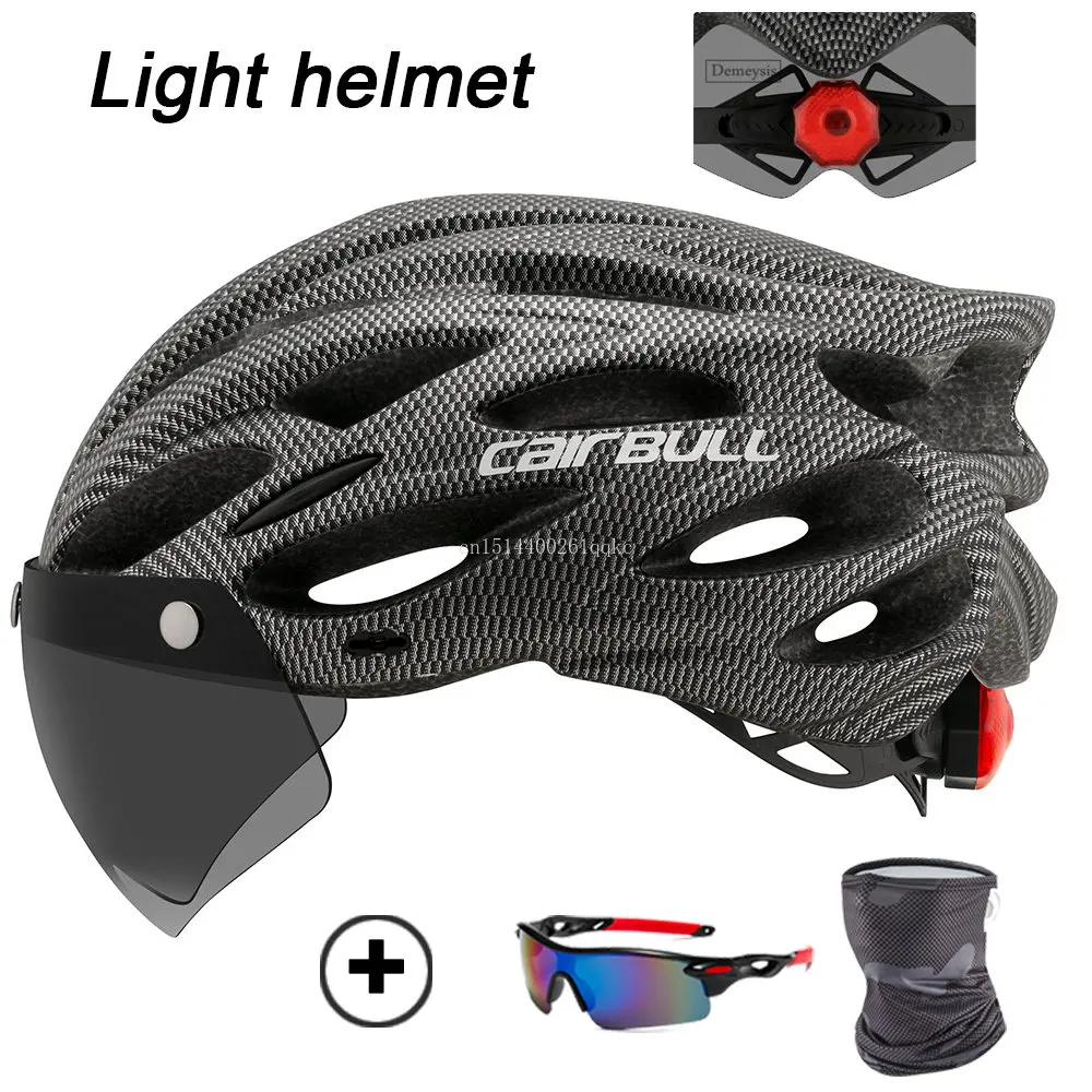 

CAIRBULL Ultralight Cycling Helmet Mtb Bicycle Taillight Mountain Road Bike Helmet with Goggles Racing Speed Men Women Helmet